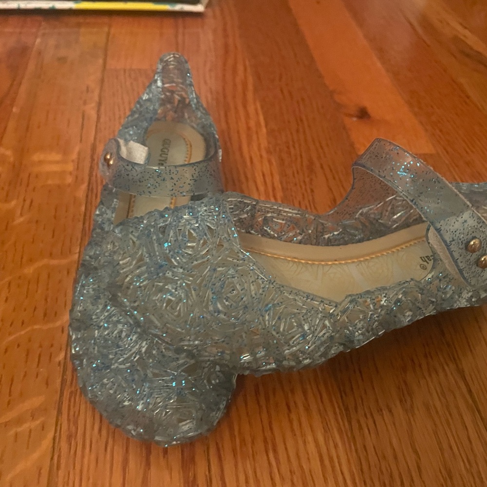 Kids Glittery Blue Jelly Shoes